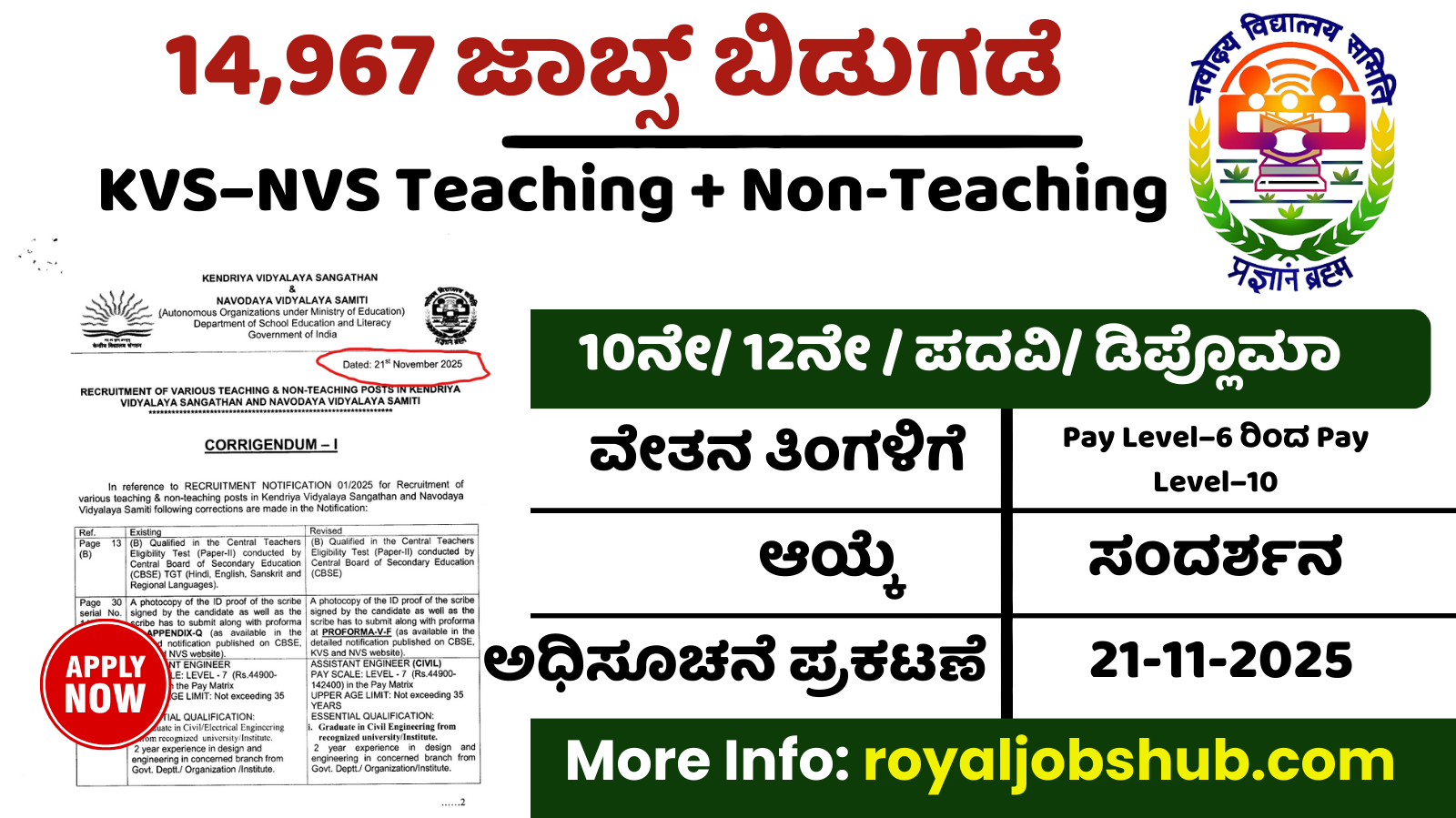 KVS–NVS Teaching + Non-Teaching
